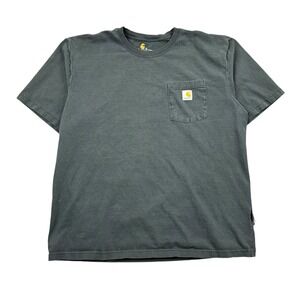 Carhartt T Shirt Men's XL Black Pocket Tee Workwear Relaxed Loose Fit Faded